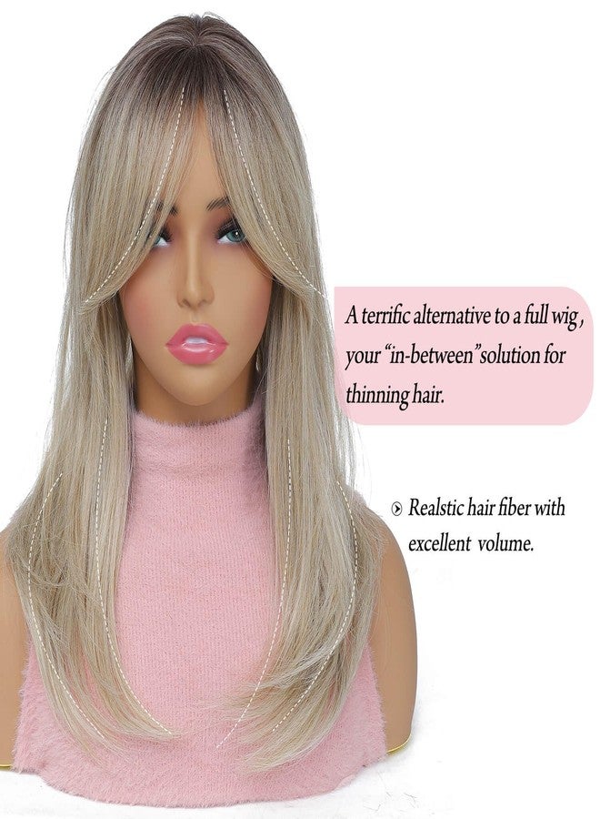 Molefi 19inch Hair Topper with Large Coverage, 6.5x6.5inch Synthetic Hair Toppers for Women with Thinning Hair, Ombre Blonde Hair Pieces - Image 4